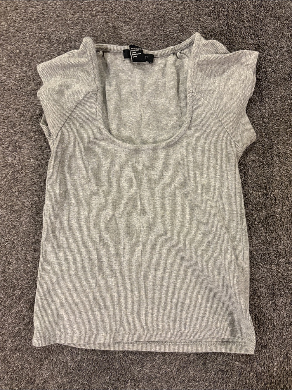 Forever 21 Light Gray Scoop Neck Ribbed Tank
